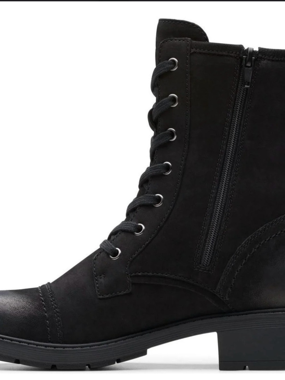 Clarks Black Lace-Up Women's Combat Boots - Picture 3 of 9